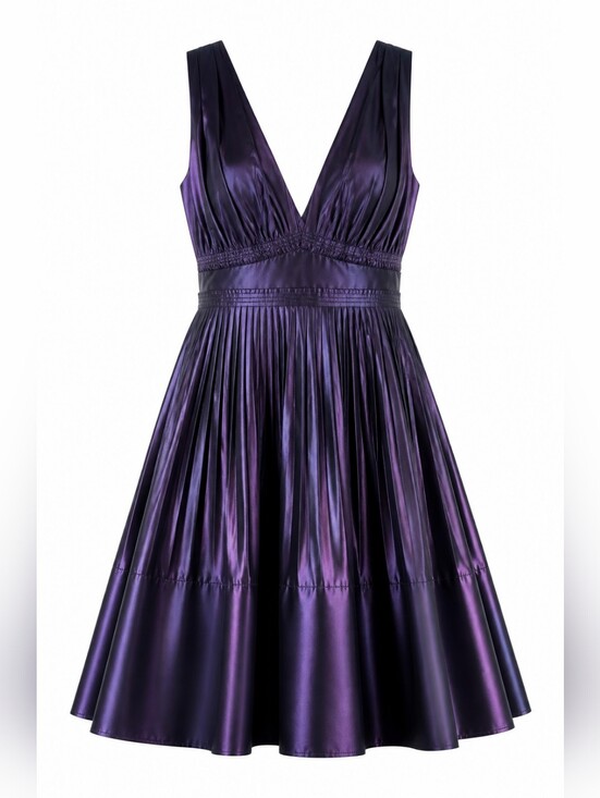 BCBGeneration Dresses & Skirts - BCBGeneration Womens Poly Taffeta Iridescent Purple Pleated Short Dress Size 12